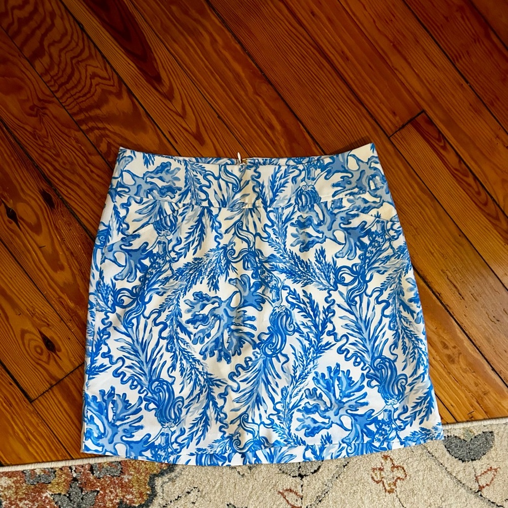 Lilly Pulitzer Blue and White Mini Skirt